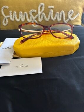 Swarovski Women's Tortoiseshell Eyeglasses with Gold and Crystal Accents